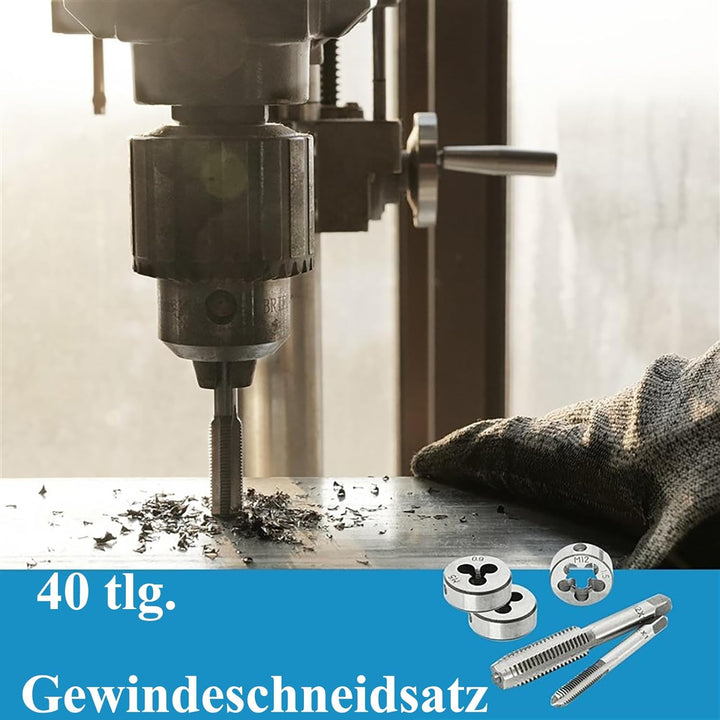 Anhoer 40 tlg Gewindeschneider Set Gewindeschneidsatz Metrisch M3-M12 Gewindebohrer und Schneideisen
