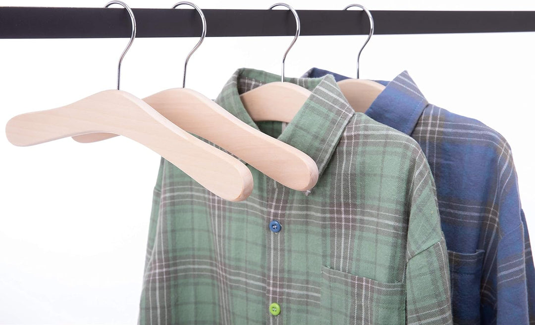 30cm Kleiderbügel aus Holz, für Kinder und Kleinkinder, mit 360 drehbarem Haken, 10 Stück,naturbelas