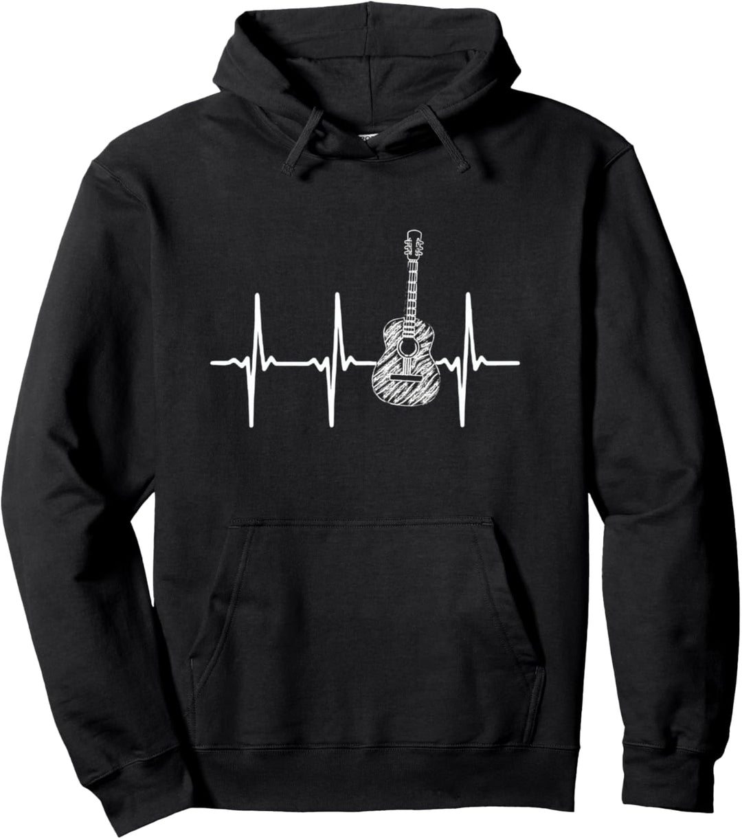 Gitarre Heartbeat Musikinstrument Gitarrenmusiker Pullover Hoodie
