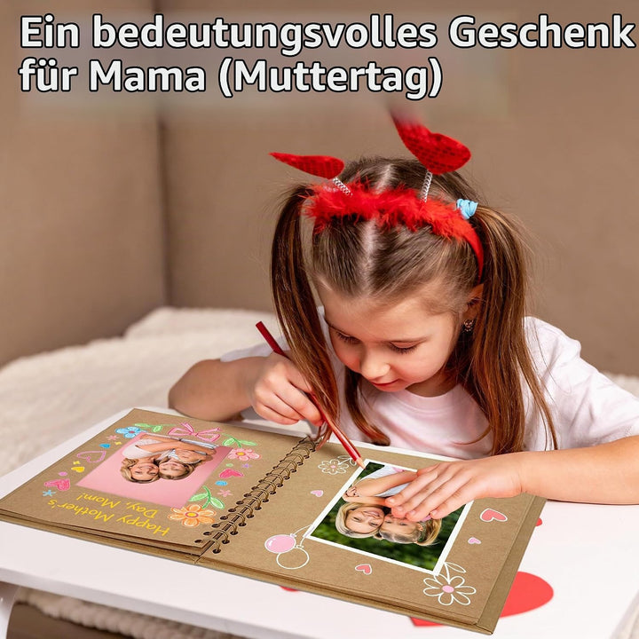 Fotoalbum zum Selbstgestalten, Scrapbook Fotobuch zum Einkleben 25,5 x 25,5 cm 100 Seiten, Archivqua