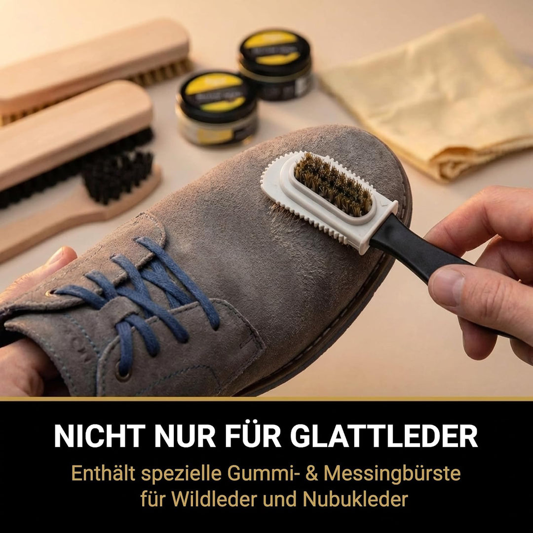 Kaps Napoli Schuhpflegeset – Feinste Schuhbürsten, Lederpflege Set zum Reinigen & Polieren von Glatt