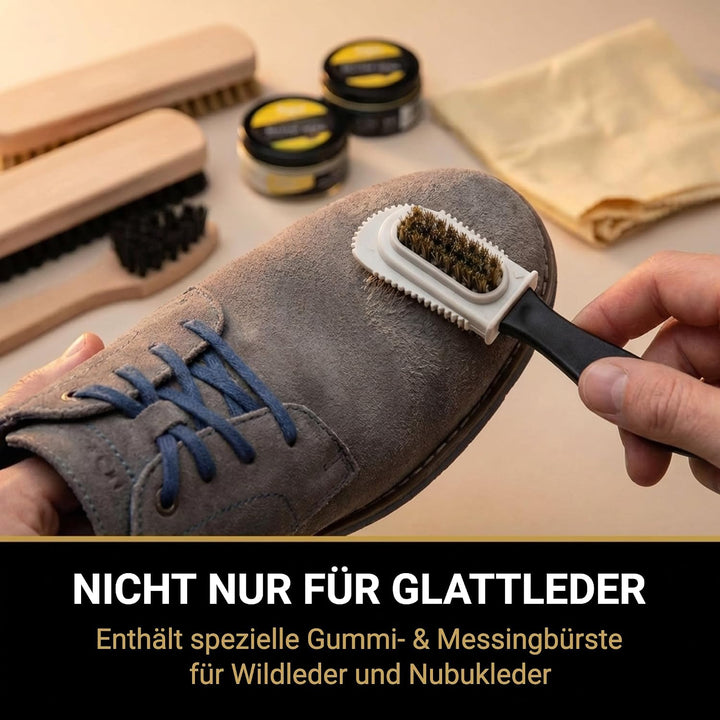 Kaps Napoli Schuhpflegeset – Feinste Schuhbürsten, Lederpflege Set zum Reinigen & Polieren von Glatt
