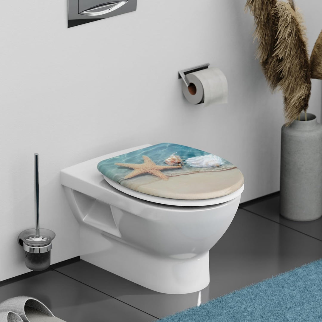 SCHÜTTE WC-Sitz mit Absenkautomatik BEACH aus Duroplast | hochwertiger Toilettendeckel mit 175kg Bel
