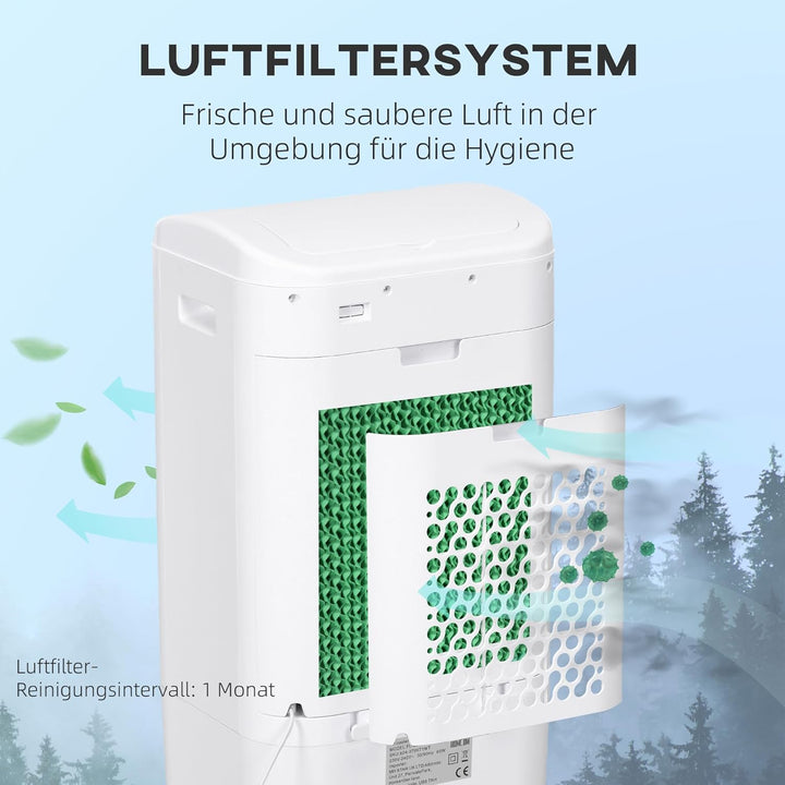 HOMCOM 3 in 1 Mobile Luftkühler mit Wasserkühlung und Luftbefeuchtung 15L Wassertank 60°oszillierend