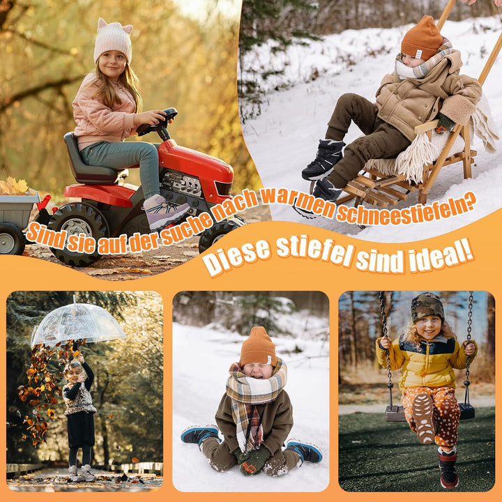 visionreast Winterstiefel Mädchen Winterschuhe Kinder Junge Wanderschuhe mit Wollfutter Schneestiefe