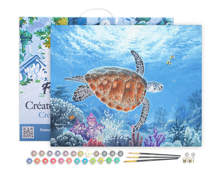 Figured'Art Malen Nach Zahlen Erwachsene Mit Rahmen Schildkröte auf einer Ballade - Paint by Numbers