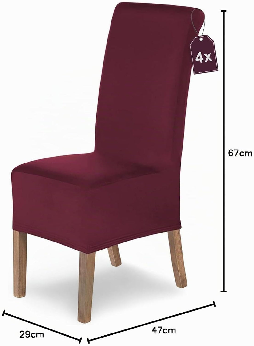 SCHEFFLER-Home Stuhlhussen 4er Set Lena Bordeaux/elastische und langlebige Hussen für Stühle/Robuste