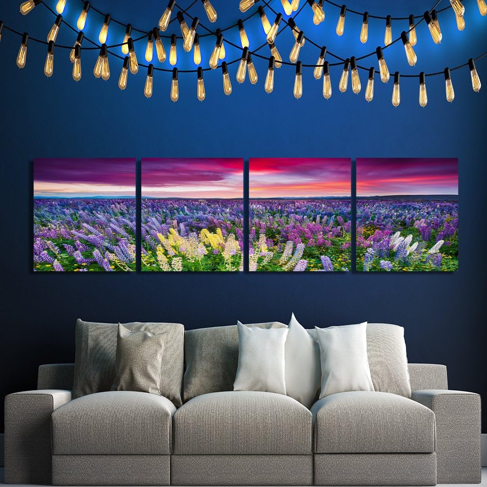 Feeby Frames, Leinwandbild, Bilder, Wand Bild - 4 Teile - Panoramabild, Wandbilder, Kunstdruck 30x12