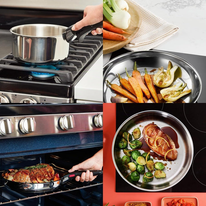 Tefal Ingenio Preference On, Kochgeschirr-Set, 15-teilig, Edelstahl, sichere Antihaftbeschichtung, s