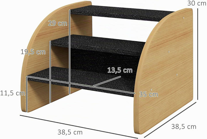 PawHut Hundetreppe 3 Stufen 30 cm Hoch Haustiertreppe mit Seitenwand Hunderampe für Kleine Hunde Kat