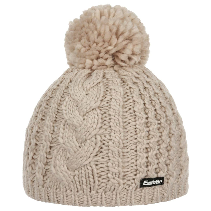 Eisbär Antonia Pudelmütze Damen/Herren - Pompon Zopfstrickmuster Strickmütze mit Futter, Futter Wint