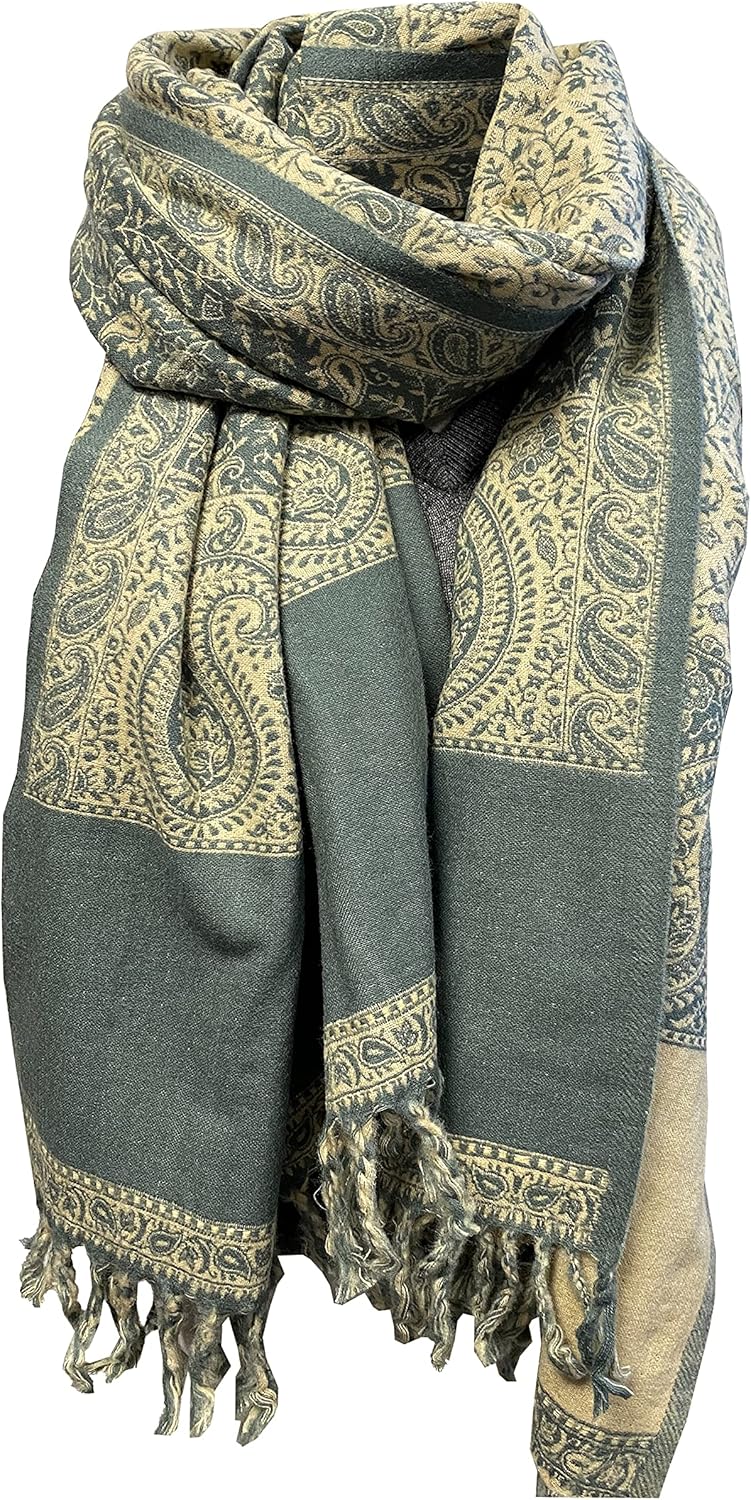 TI Halstuch aus reiner Yakwolle, Vintage-Stil, Blumenmuster, Dekoration, Wolle, Unisex, doppelseitig