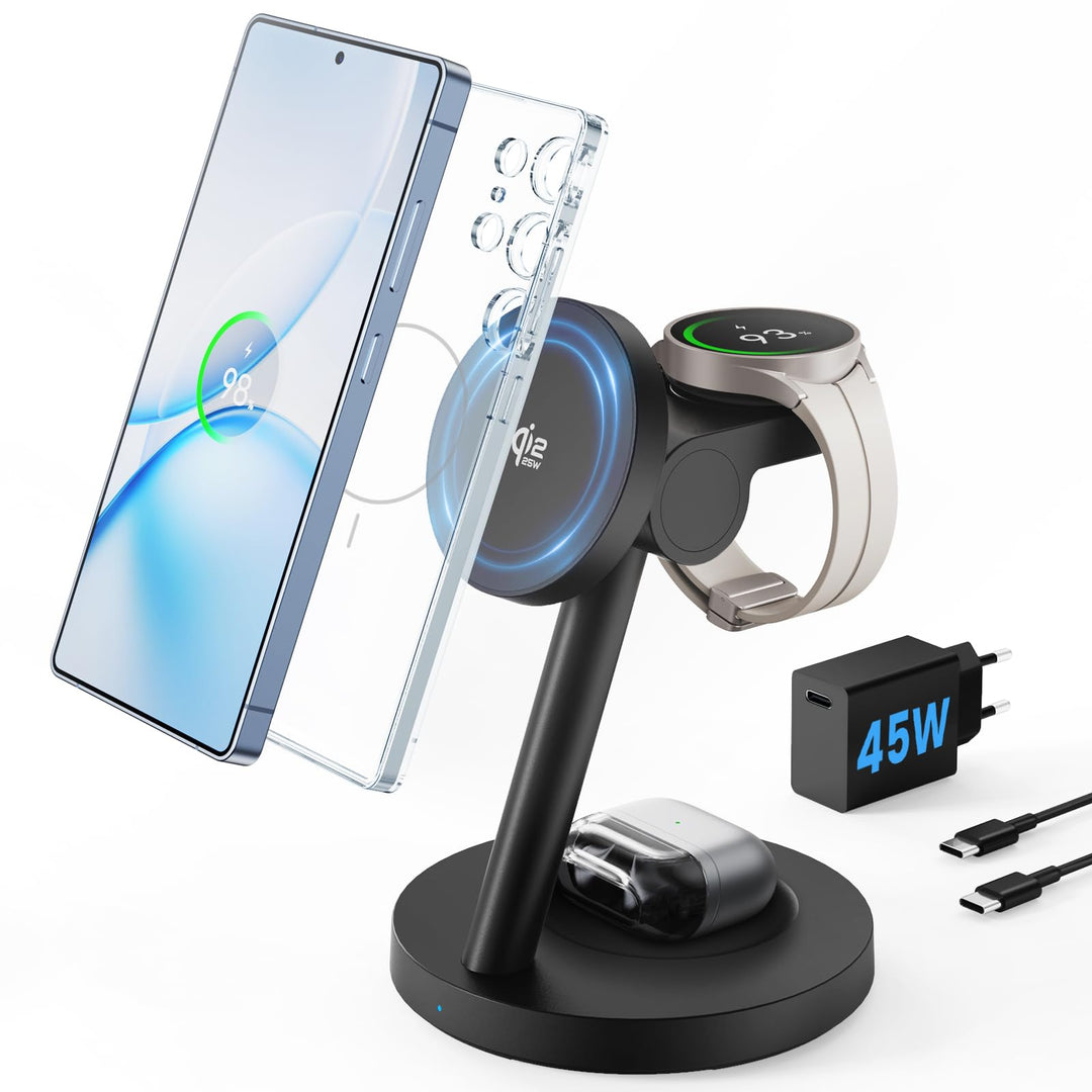JoyGeek 25 W 3-in-1 Ladestation für iPhone 17/16/15 – Magnetisches Ladegerät für Apple Watch, Samsun