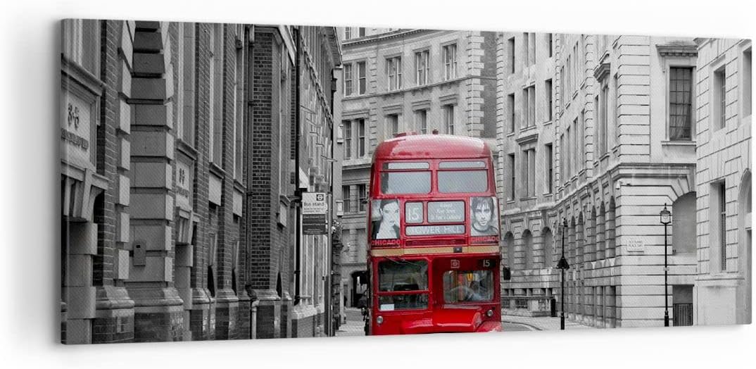 Wandbilder Dekoration Wohnzimmer Bus england urlaub london Panorama Bilder auf Leinwand 120x50cm Lei