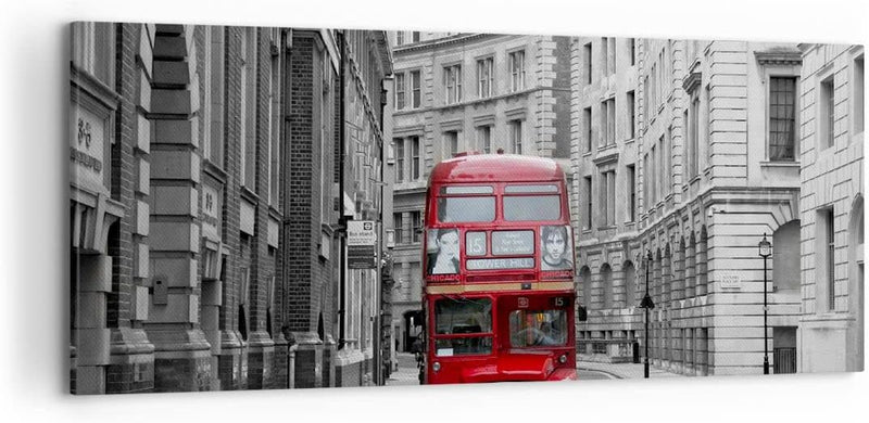 Wandbilder Dekoration Wohnzimmer Bus england urlaub london Panorama Bilder auf Leinwand 120x50cm Lei