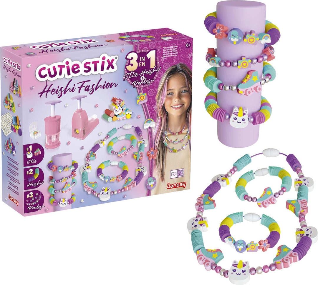Lansay | Cutie STIX – HEISHI Fashionista | 3‑in‑1 sieradenset met snij‑ &amp; boormal, stix en heishi kr