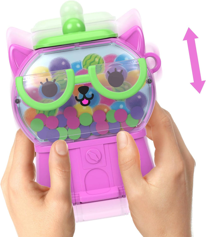 Polly Pocket Puppen und Spielset, Kaugummi-Kätzchen-Schatulle, Reisespielzeug mit 1 Mikropuppe, Haus