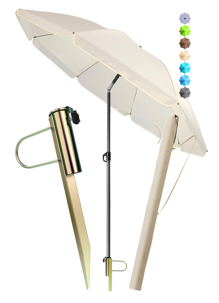 4smile Sonnenschirm Strand SunnyJoy Ø 160 cm, Beige – 3er Set inkl. Strandschirm windfest stabil, Ra