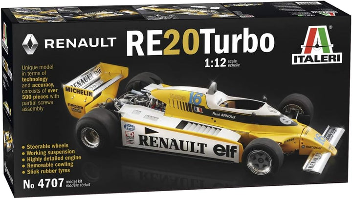 ITALERI 4707S - 1:12 Renault RE 20 Turbo, Modellbau, Bausatz, Standmodellbau, Basteln, Hobby, Kleben