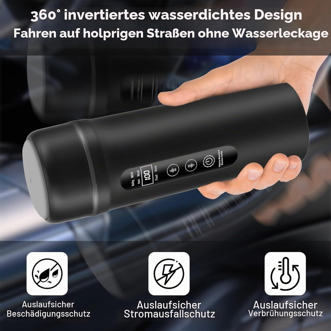 12V/24V Auto Reise Elektrischer Wasserkocher, 500ml Auto Wasserkocher mit Anti-Spill Deckel, 316 Ede