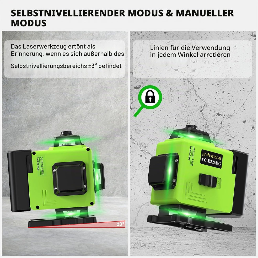 Kreuzlinienlaser Grün 16 Linien Nivellierlaser, 4 x 360 ° Laser wasserwaage, linienlaser kreuzlaser