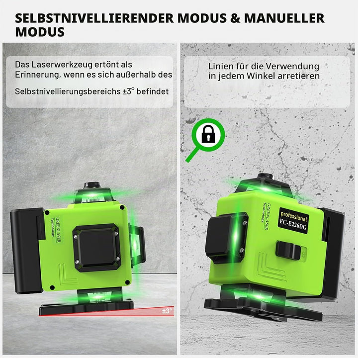 Kreuzlinienlaser Grün 16 Linien Nivellierlaser, 4 x 360 ° Laser wasserwaage, linienlaser kreuzlaser