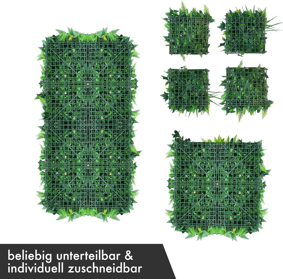 GJS Pflanzenwand: hyperrealistische Pflanzen Wand Matte (1m²) – Vertikaler Garten mit künstlichen Pf