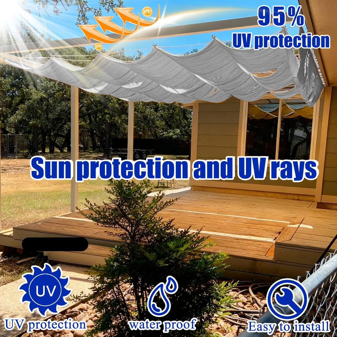 Einziehbares Welle Sonnensegel 0.6x3m, Verstellbare Pergola Markise mit wasserdichtem &amp; UV-beständig
