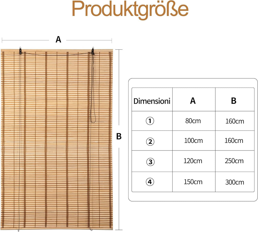 Cy.curtain bright Bambusrollo Bambus Rollo Sonnenschutz und Sichtschutz Rollo,für Fenster Und Türen,