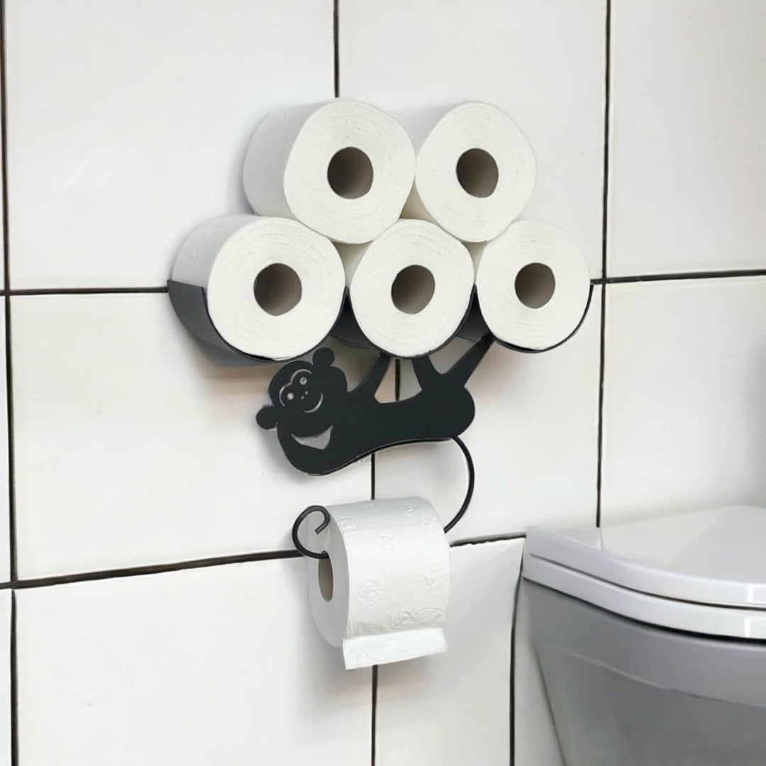 DanDiBo Toilettenpapierhalter Schwarz Matt Wand Metall AFFE Klopapierhalter Toilettenrollenhalter WC