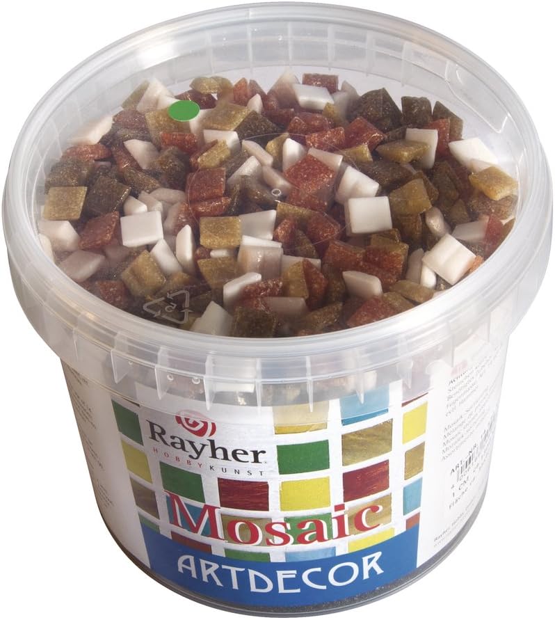 Rayher Hobby Rayher Artdecor Mosaik Mix 1x1cm, ca.1500Stück, Dose 1kg , Natur-Töne, 1453031 Natur 1x