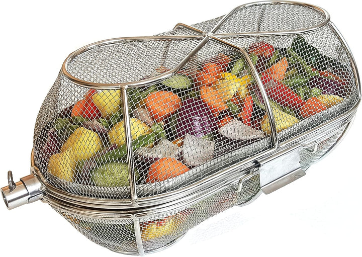 edelstahl Grillkorb - Korb für Rotisserie - Drehspiess korb - kann an jedem Spiess mit einer maximal