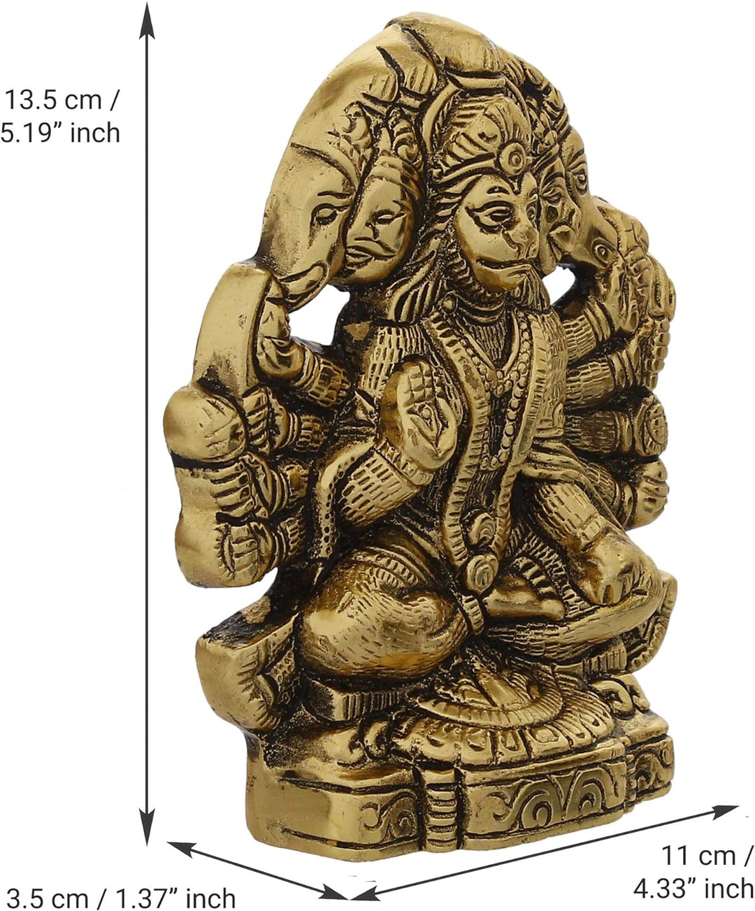 eCraftIndia Golden Panch Mukhi Hanuman Metall-Deko-Schaustück