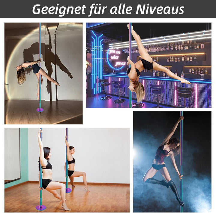 PRIOR FITNESS Pole Dance Tanzstange 45mm von 2,35 bis 2,74 m Höhenverstellbar,2 Modi: drehend/statis