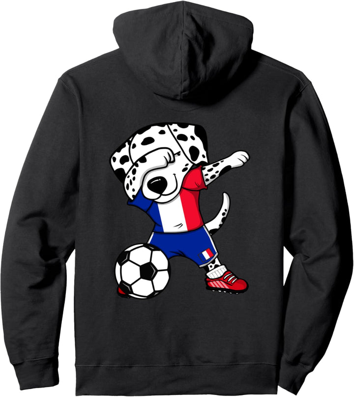 Dabbing Dalmatiner Frankreich Fussball Französische Flagge Pullover Hoodie