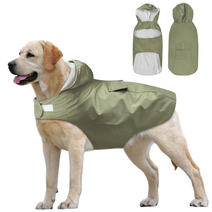 Idepet Regenmantel für Hunde mit Kragenloch Wasserdicht Reflektierend Winddicht Poncho Regenjacke mi