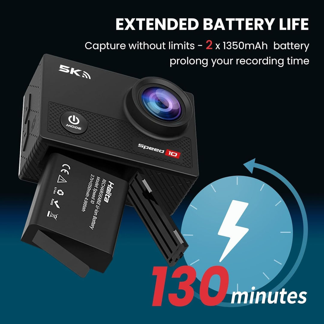 Speed 10 Action Cam, 5K30FPS 30MP Action Cam, 40 m wasserdichte Unterwasserkamera, WLAN, 170° Ultraw
