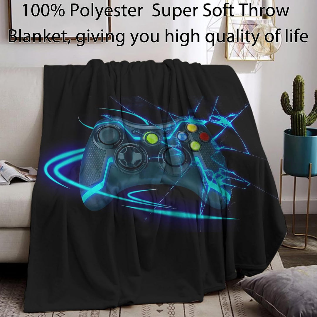 Gamepad Kuscheldecke Flanell Decke Spielkonsolen-Muster Fleecedecke Flauschig Weich und Warme,3D Gam