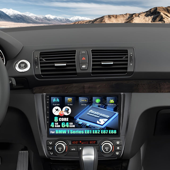 CAMECHO Android 15 Qualcomm Octa Core 4G+64G Autoradio für BMW 1 Serie E81 E82 E87 E88 mit Carplay A