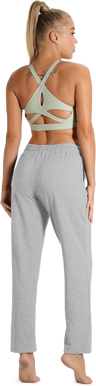 icyzone Damen Jogginghose Sweathose Lang Sporthose Freizeithose geradem Bein Hose mit Tunnelzug M He