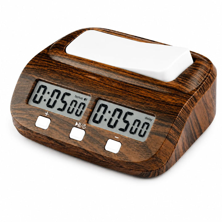 Digitale Schachuhr Timer, Professional Elektronischer Schachtimer Holz Brettspielzähler, Schach Uhr