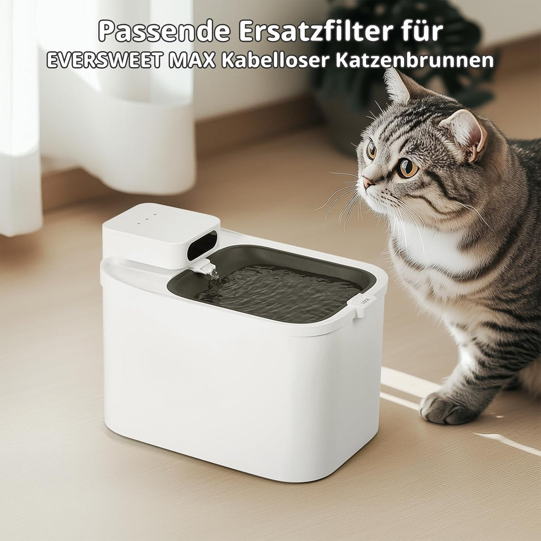 Katzenbrunnen Filter für E VERSWEET MAX drahtlos 105 fl.oz/3L Haustier-Katzenwasserspender Filterers