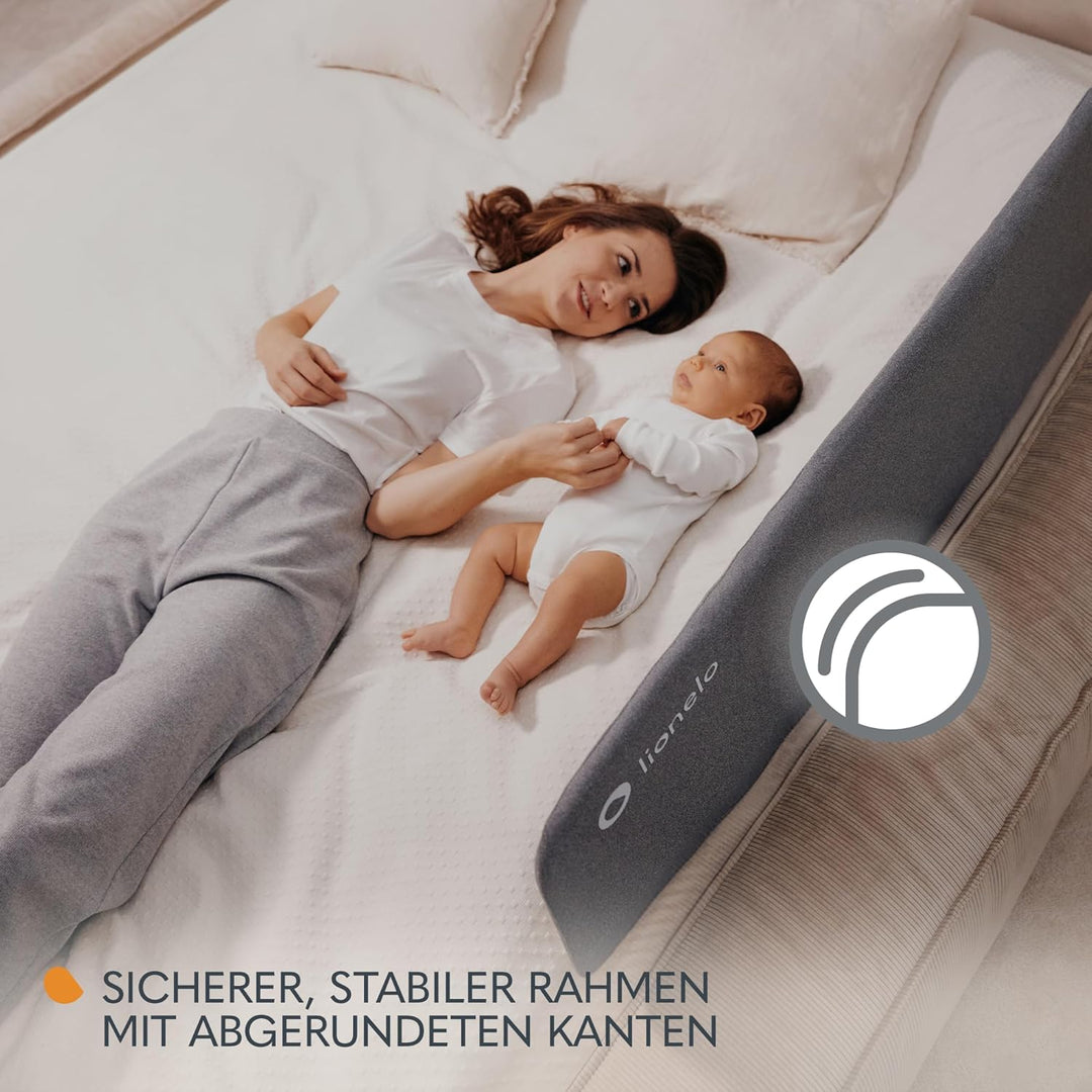 Lionelo Lora Tragbares Bettschutzgitter für Kinder, Neigungsverstellung bis 180°, klappbares Schutzg