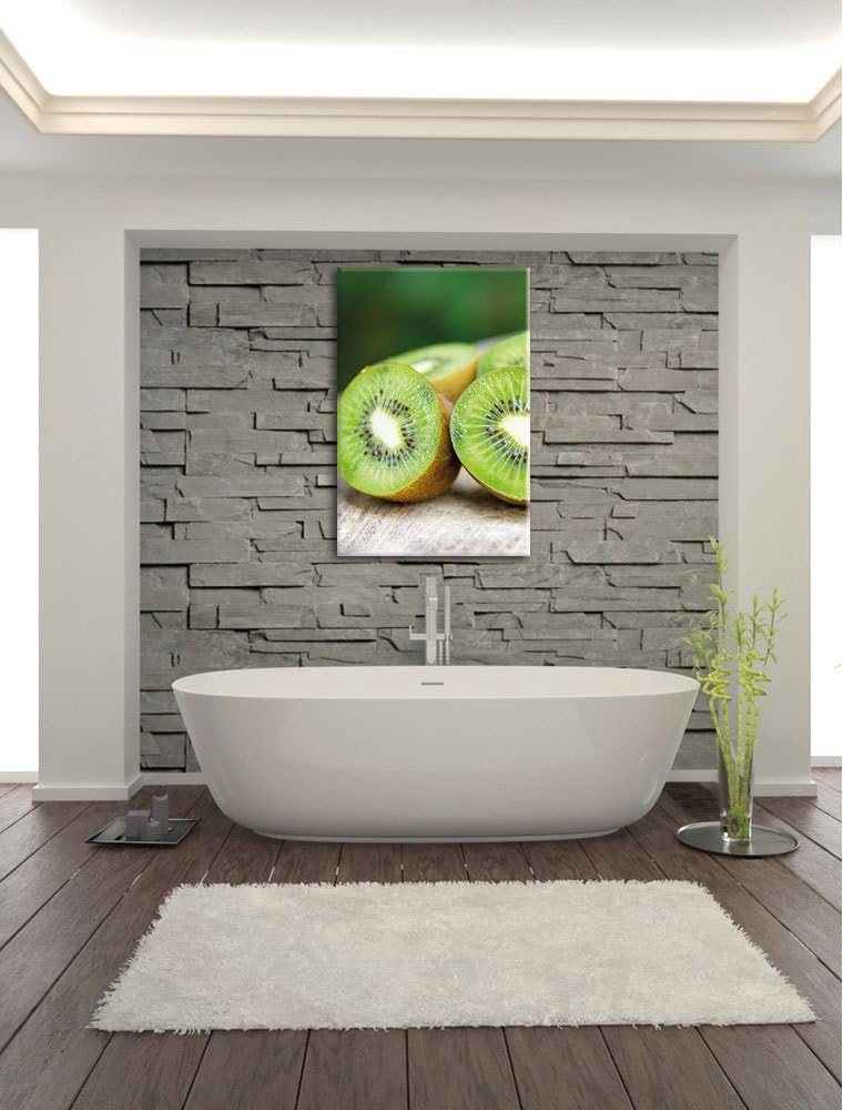 Kiwi Fruits Früchte Grün, Format: 100x70 auf Leinwand, XXL riesige Bilder fertig gerahmt mit Keilrah