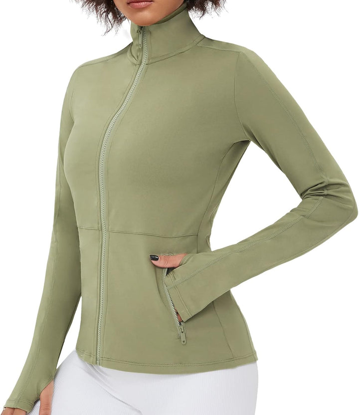 VUTRU Damen Laufjacke Hoher Kragen Leicht Sportjacke Langarm Yoga Shirt Fitness Jacke Atmungsaktive