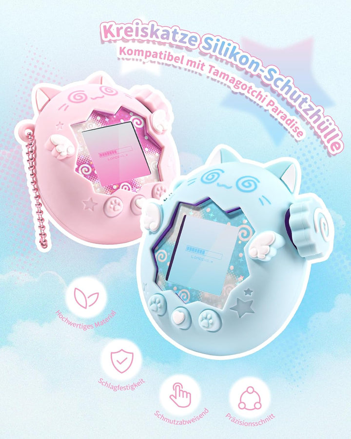 GeekShare Silikon-Hülle Kompatibel mit Tamagotchi Paradise, Weiche Schutzhülle, Button Caps, Perlenk