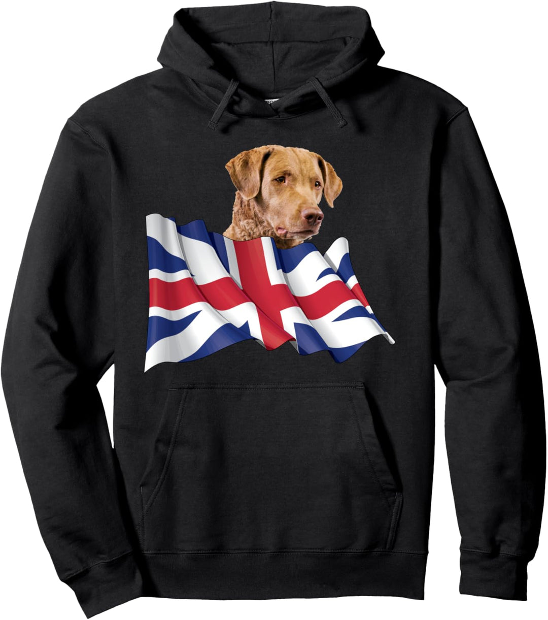 Union Jack Flag Dog Chesapeake Bay Retriever Pullover Hoodie