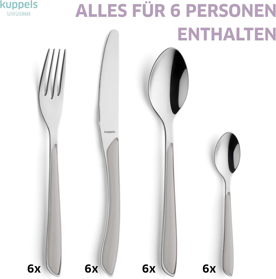 Kuppels Prisma Besteck Set für 6 Personen aus Edelstahl poliert | Besteckset 24-teilig | Hochwertige