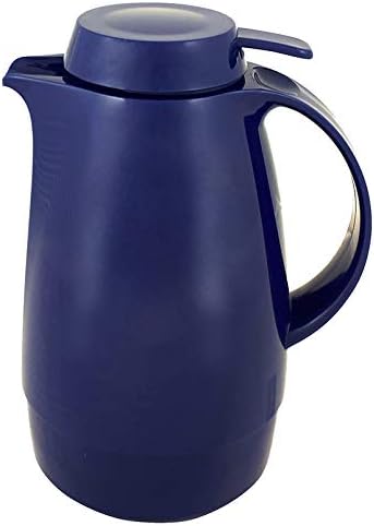 Helios Servitherm Thermoskanne Dunkelblau 0,6L – 6h Heiss - Hält Getränke heiss & kalt – Einhandbedi