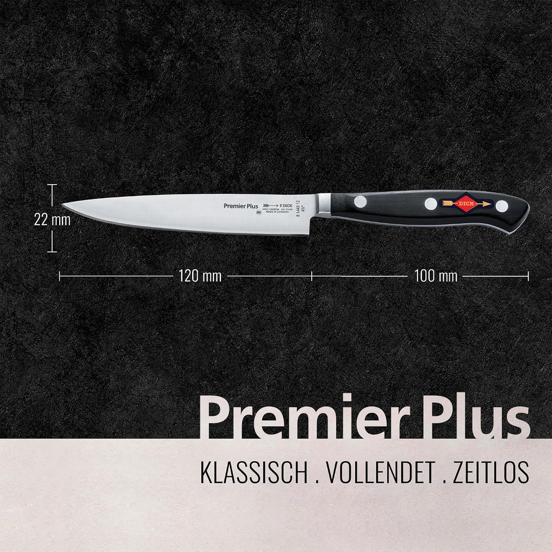 F. DICK Officemesser Premier Plus 12 cm - geschmiedet, rostfrei, Klinge extra scharf, 56 HRC, Griff